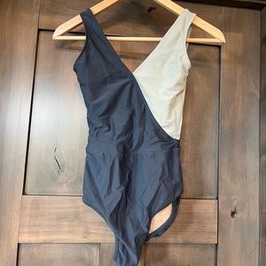 Blue asymmetrical leotard